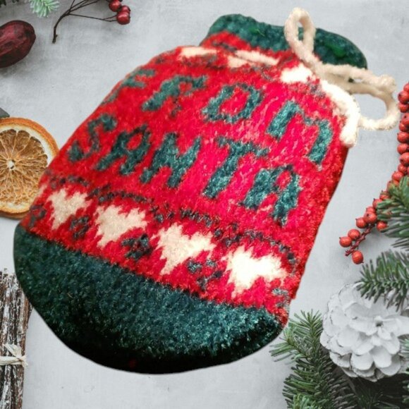 Festive Knitted Drawstring Christmas Stocking Bags - Set of 2 NWOT - Picture 3 of 6